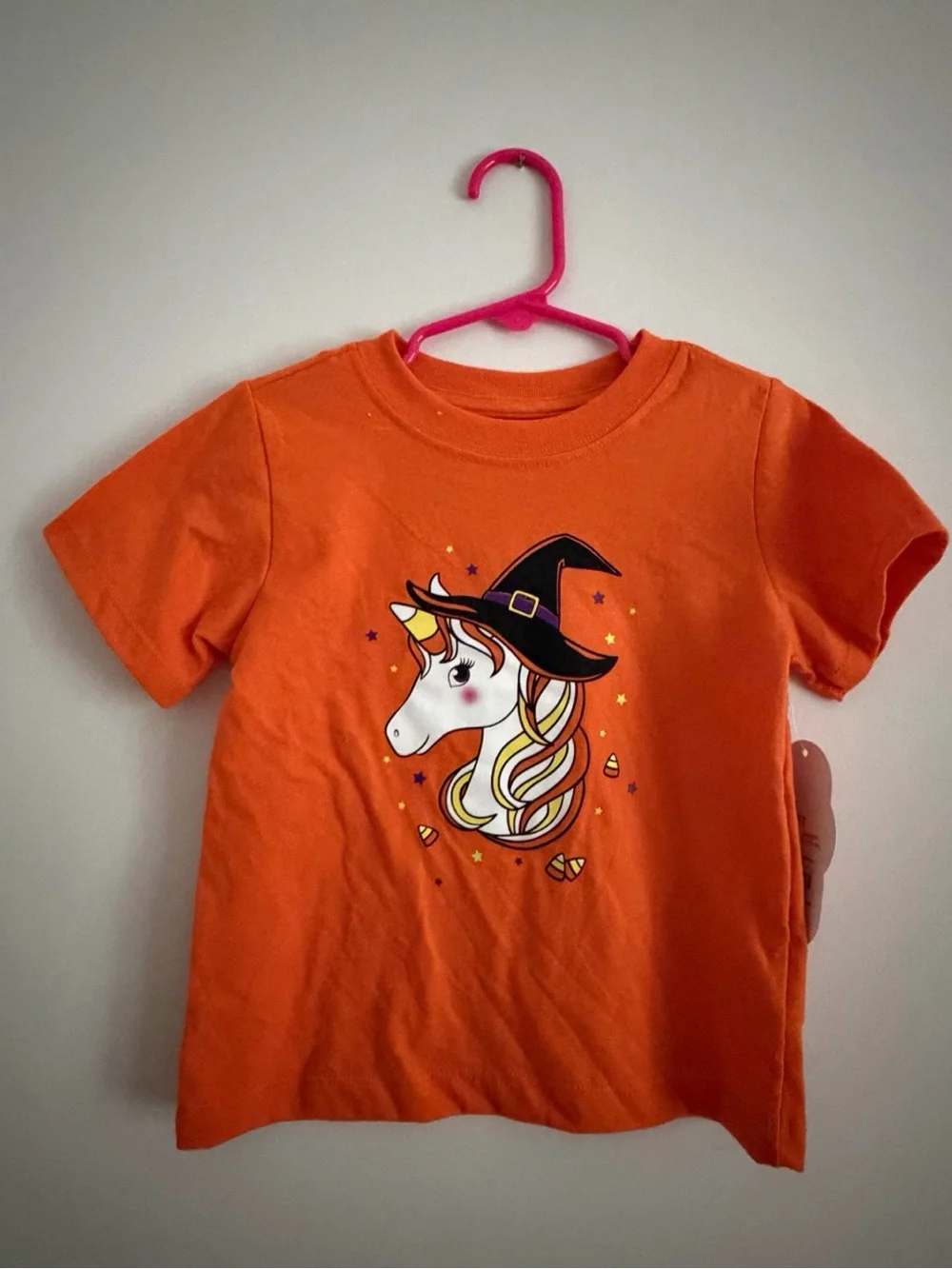 Orange Unicorn Witch Tee Kids Shirt size 2T, Brand NEW!